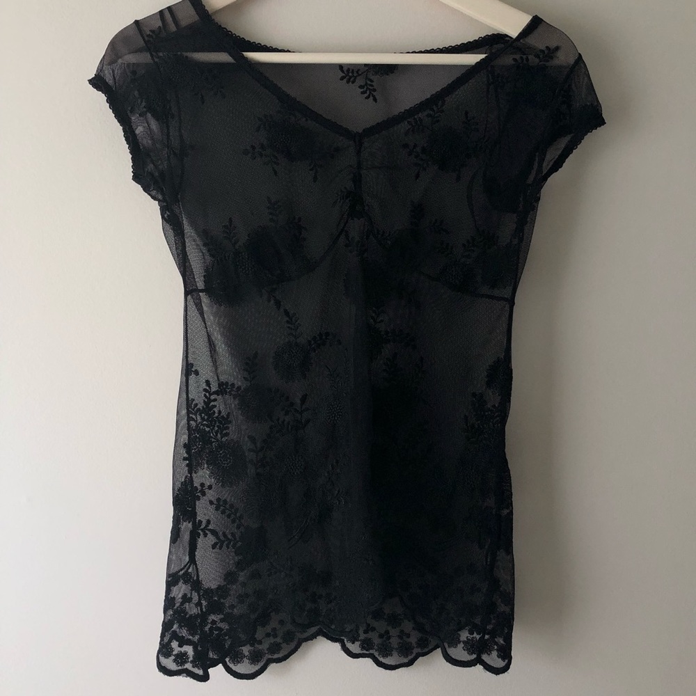 Lace see through elegant blouse